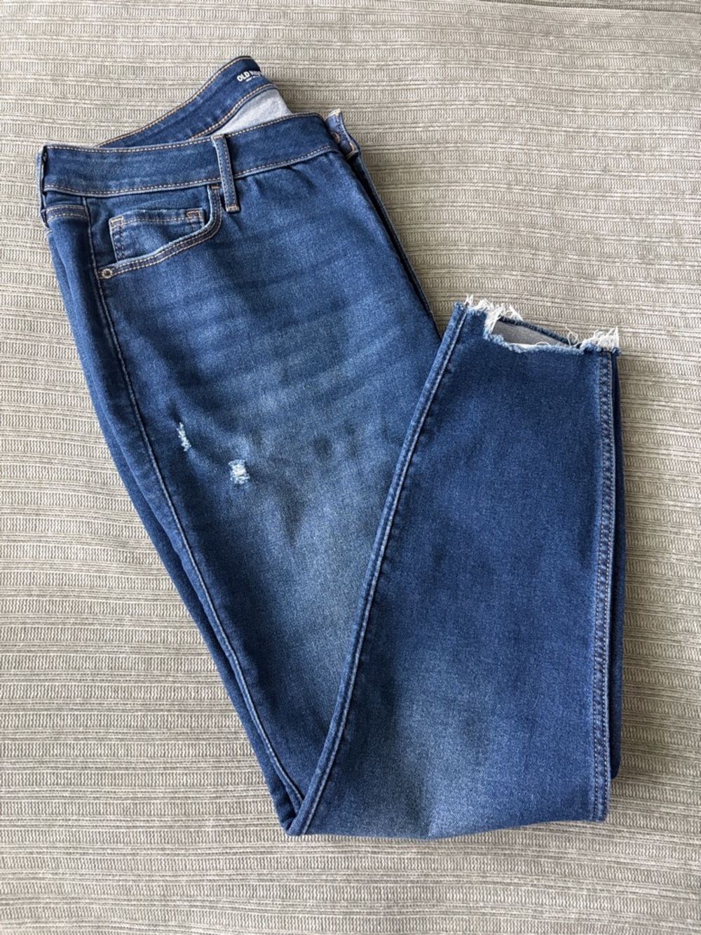 Old Navy Blue Skinny Jeans with Frayed Hem
